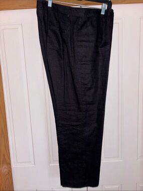 Elliott Lauren Black Tailored Straight-Leg Linen Trousers Size 14